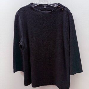Talbots Women's Petite Size XLp Knit Blouse Top Boat Neck 3/4-Sleeve Black
